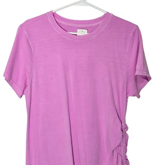 Universal Thread Women's Pink Short Sleeve Shirt Dress w. Side Ruching Sz Small - Picture 2 of 4